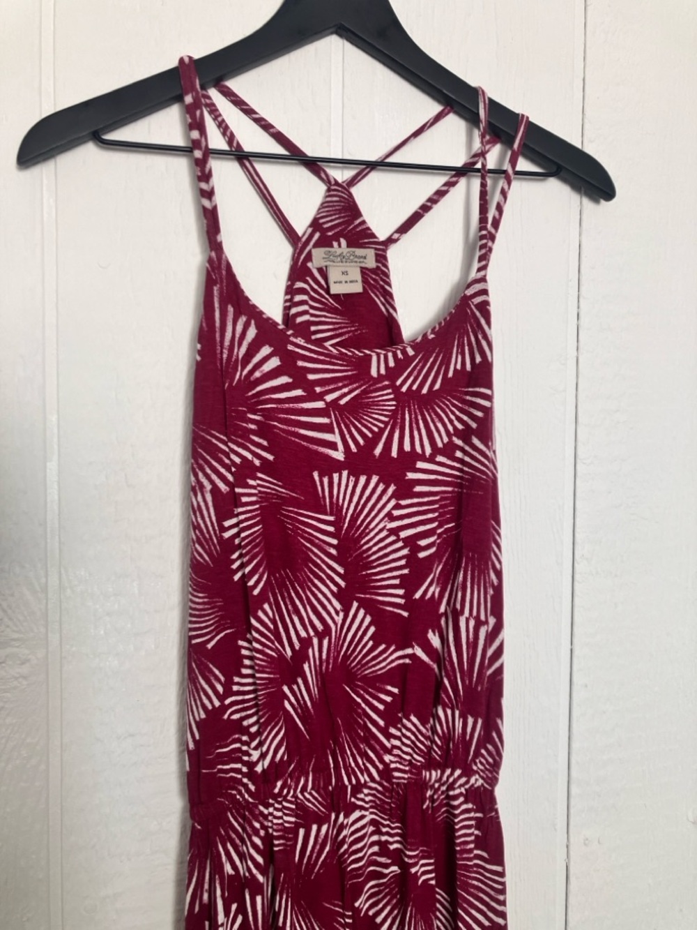 Lucky Brand Wine and White Printed Maxi Dress with Strappy Back